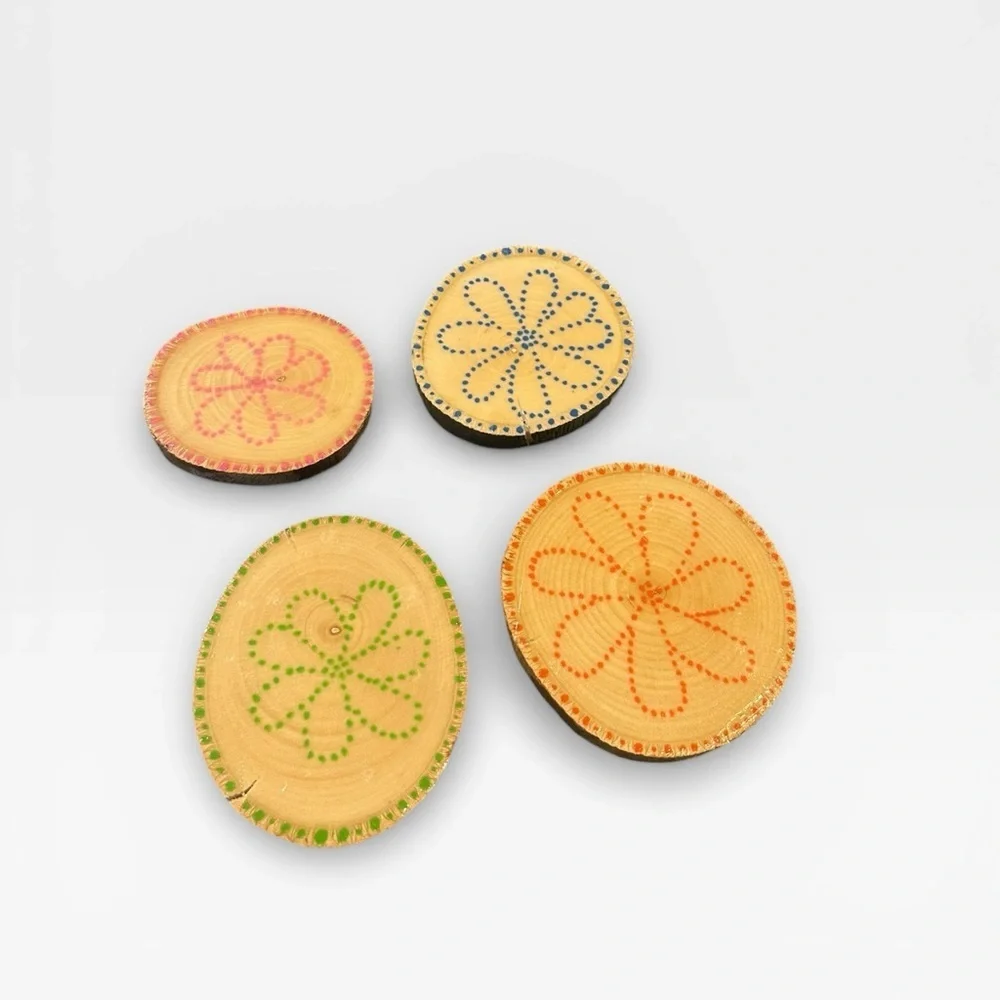 4 Handmade Raw Wood abstract Drink Coasters